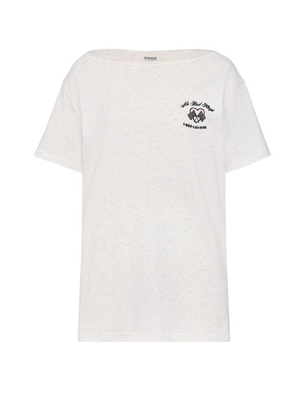 PINK Victoria's Secret White Short Sleeve Tee with Black Chest Graphic